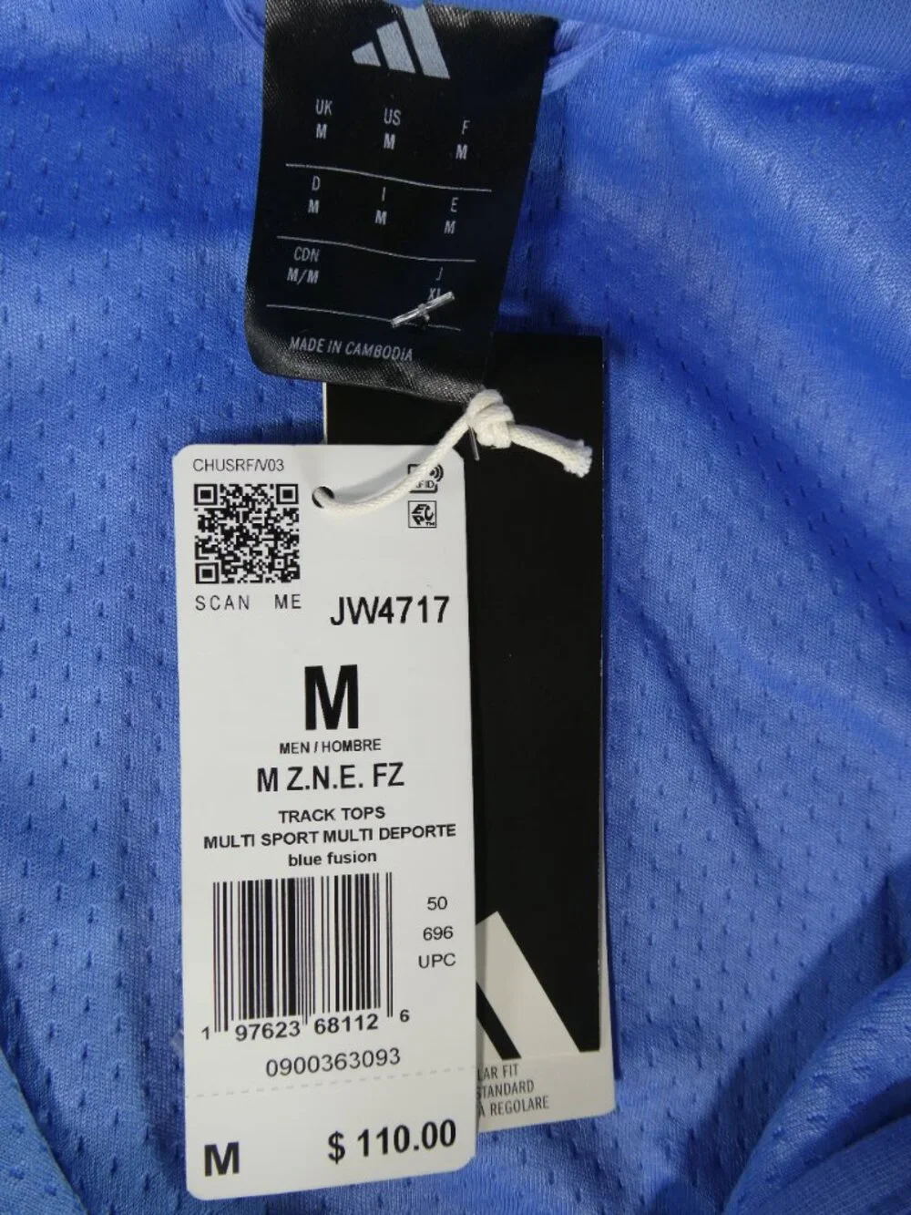 Adidas Men’s Blue Fusion Hoodie Jacket JW4717 Size M | Full Zip‎ Athletic Hoodie
